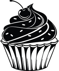 Cupcake Silhouette, Vector Design, Cupcake Icon