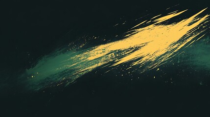 Fototapeta premium Abstract gold and green brush strokes on dark background, design element