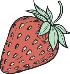 Fresh and Juicy Strawberry Minimalist Vector Illustration in a High-Quality Colorful Design, Perfect for Modern Digital Art, Food Icons, Healthy Lifestyle, Organic Fruit, and Creative Graphics