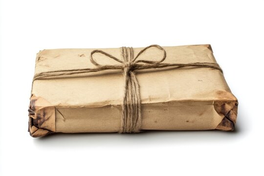 A rustic package tied with twine string