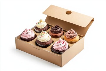 Assorted Cupcakes in a Cardboard Box