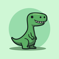 Adorable Green Cartoon Dinosaur with a Wide Smile