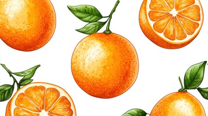 Vibrant orange fruit patterns seamless design illustration studio aesthetic appeal