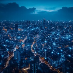 Smart City Network Digital Connection Urban Technology Global Communication business Ai network 