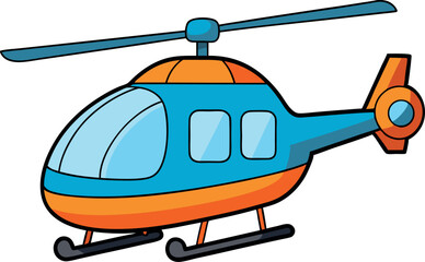 Bright Minimalist Cartoon Helicopter – High-Quality Colorful Vector Illustration for Aerial Transport and Aviation-Themed Creative Designs