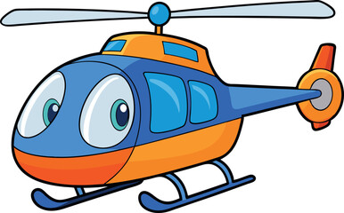 Bright Minimalist Cartoon Helicopter – High-Quality Colorful Vector Illustration for Aerial Transport and Aviation-Themed Creative Designs