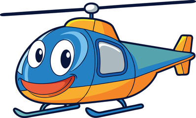 Bright Minimalist Cartoon Helicopter – High-Quality Colorful Vector Illustration for Aerial Transport and Aviation-Themed Creative Designs