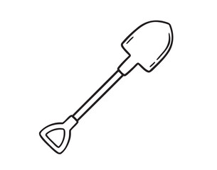 shovel doodle hand drawn icon. Outline drawing shovel line clipart symbol