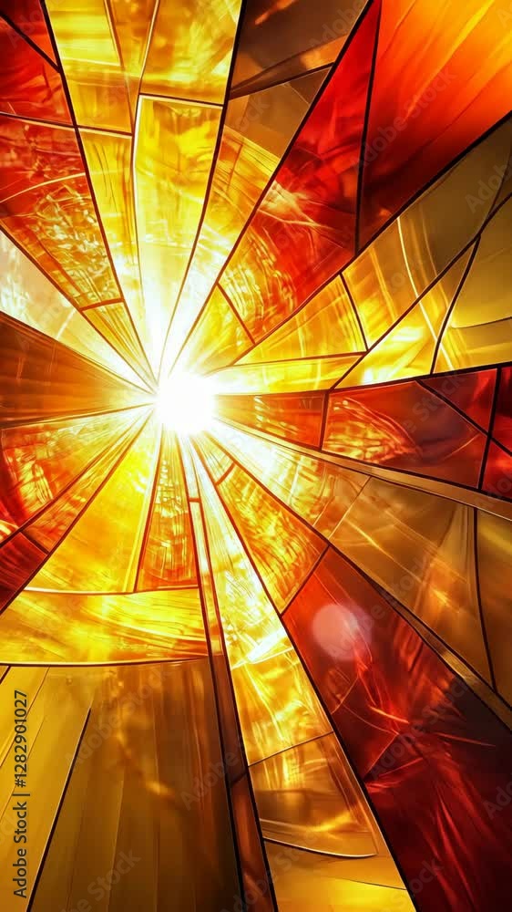 Poster colorful abstract design featuring radiant light and dynamic patterns in warm hues