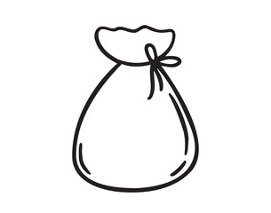 traditional korean line new year lucky bag. pukchumoni doodle hand drawn icon. Outline drawing line clipart symbol