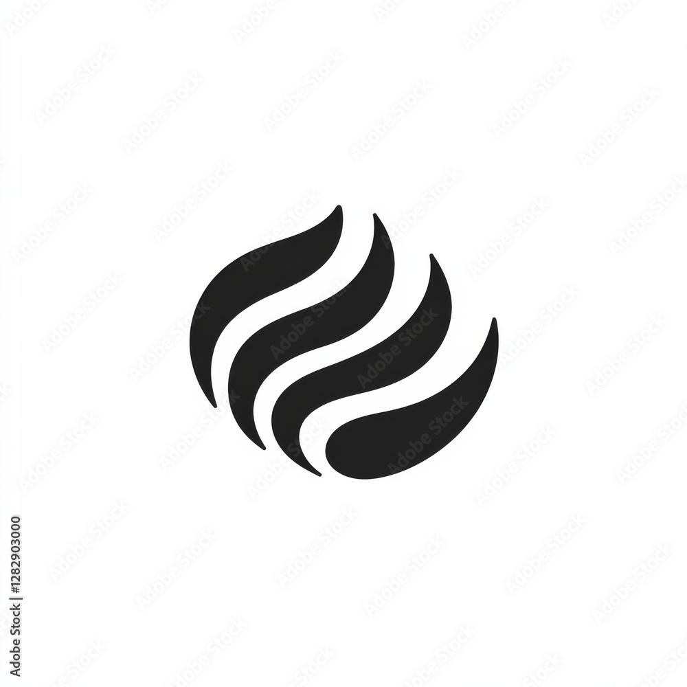 Aufkleber minimalist black and white logo design with abstract rounded shapes creating a swirl or globe-like i