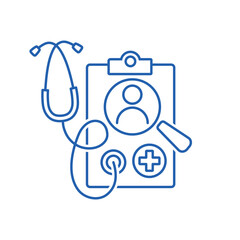 Patient medical record. Vector linear icon illustration isolated on white background.