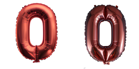  Red Number '0' Balloon, Metallic Red Ring, and Swimming Pool with Swimmer isolated on transparent background PNG