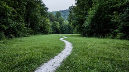 Fototapeta premium Winding path through lush forest (1)