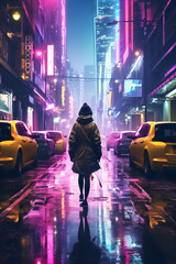 Futuristic Cyberpunk Cityscape at Night - Sci-Fi Concept Art