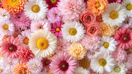 Beautiful floral background top view.