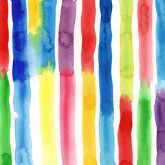 Naklejka premium A vibrant abstract watercolor painting with multicolored vertical stripes, perfect for backgrounds, textures, and artistic designs.