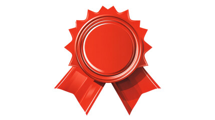 red wax seal with ribbon isolated on white background