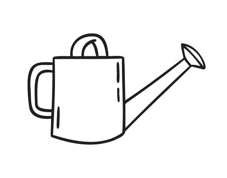 recommend clip art: watering can doodle hand drawn icon. Outline drawing watering can line clipart symbol
