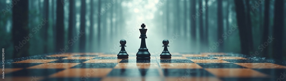 Aufkleber a chessboard where the pieces dynamically shift between different shapes, melting and reforming into