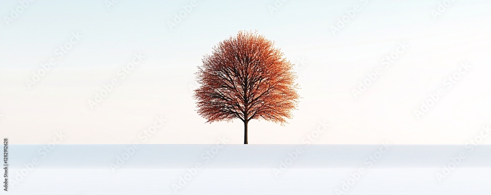 Poster a tree that transforms through the seasons in a single instant, frozen in a moment of change, breath
