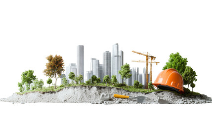 Urban development progress cityscape digital art construction site aerial view future growth vision