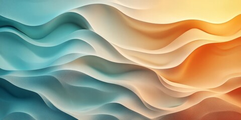 Obraz premium Abstract flowing waves of colors, evokes a sense of serenity and motion. The artwork showcases a beautiful blend of blue, orange and white.