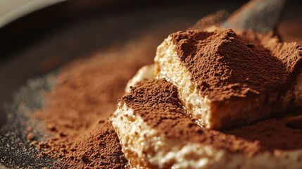 Delicious Tiramisu Dessert Covered in Cocoa Powder