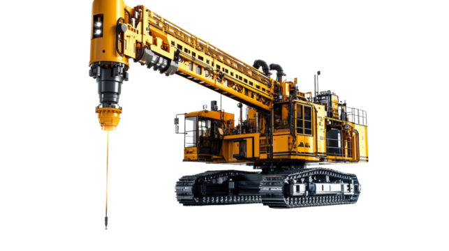 Heavy-duty drilling machine industrial site machinery overview side angle engineering innovation
