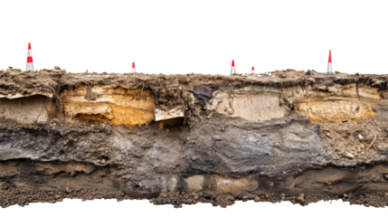 Excavation process revealing geological layers construction site photography urban environment ground level earth science insights