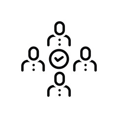 Black line icon for team approval