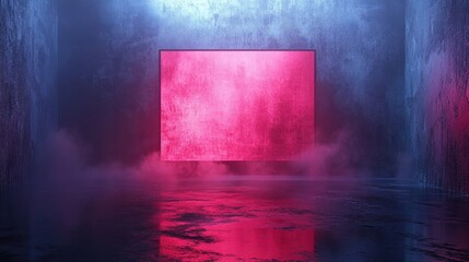 Naklejka premium Striking red square illuminated in a dark room creating a bold and intriguing visual contrast that captivates the eye