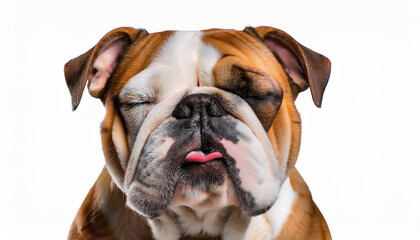 Obraz premium キス待ちする表情のブルドック犬(A Bulldog with an expression waiting for a kiss)