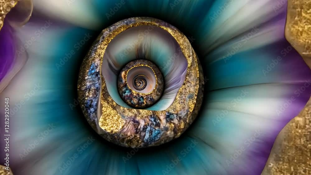 Poster intricate spiral design showcasing vibrant colors and textures resembling a seashell