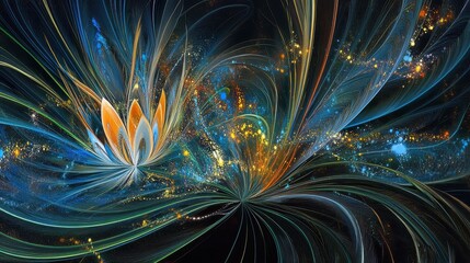 Fototapeta premium Abstract Celestial Flower Cosmic Design