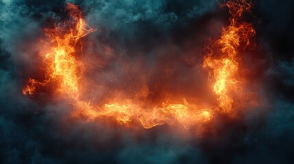 Fototapeta premium Intense flames of fire burning brightly in mid-air, capturing the raw power and energy of fire in motion