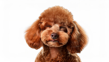 Fototapeta premium キス待ちする表情のトイプードル犬(A toy poodle with an expression waiting for a kiss)