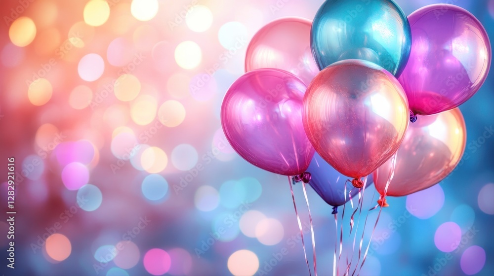 Poster collection of colorful balloons floating in the air adding fun and excitement to any festive occasio