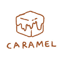 caramel flavor doodle icon, hand draw cute style illustration