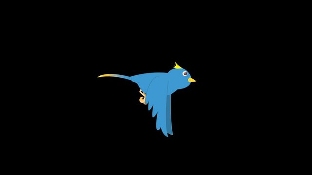 2D animation of a blue bird flying.