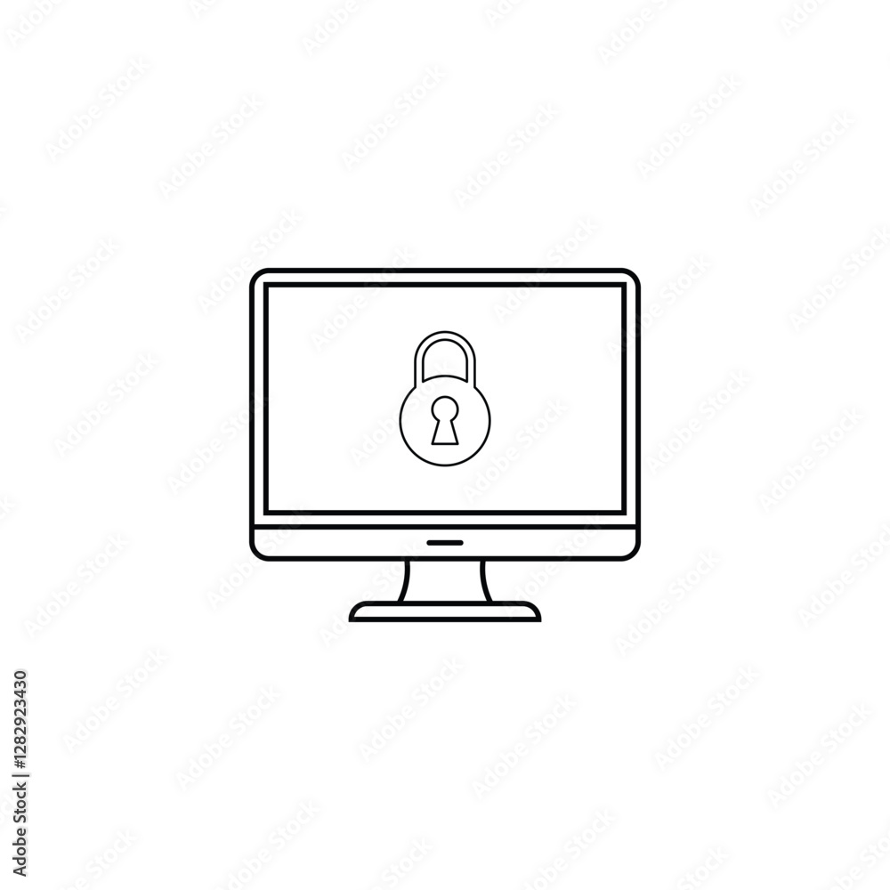 Poster security computer lock icon logo design element