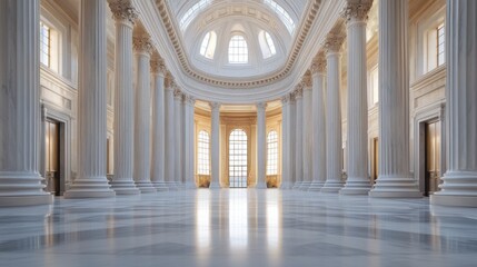 Fototapeta premium A legislative hall with lawmakers discussing financial regulations. Featuring stability and transparency