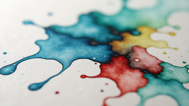 Watercolor paper texture with masking fluid or resist techniques, creating interesting negative space and patterns.