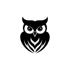 Obraz premium Majestic Black Owl: Minimalist Logo Design
