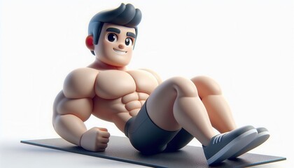 Fitness enthusiast exercising at home digital art clean background motivational concept