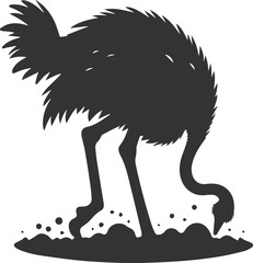 Obraz premium Ostrich digging into the dirt with one foot animal vector silhouette