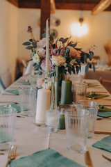 Elegantly Decorated Dinner Table Setting