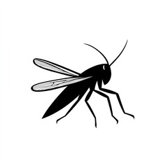 Fototapeta premium Elegant Black Grasshopper: A Minimalist Design