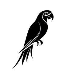 Fototapeta premium Sleek Black Parrot: A Minimalist Bird Logo Design