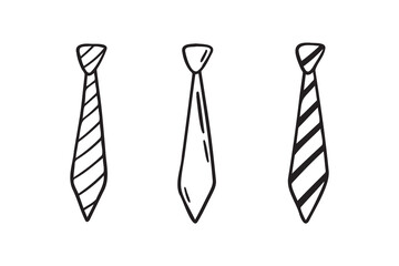 Necktie Hand drawn doodle tie element, art, icon, symbol. Isolated black and white necktie clipart element